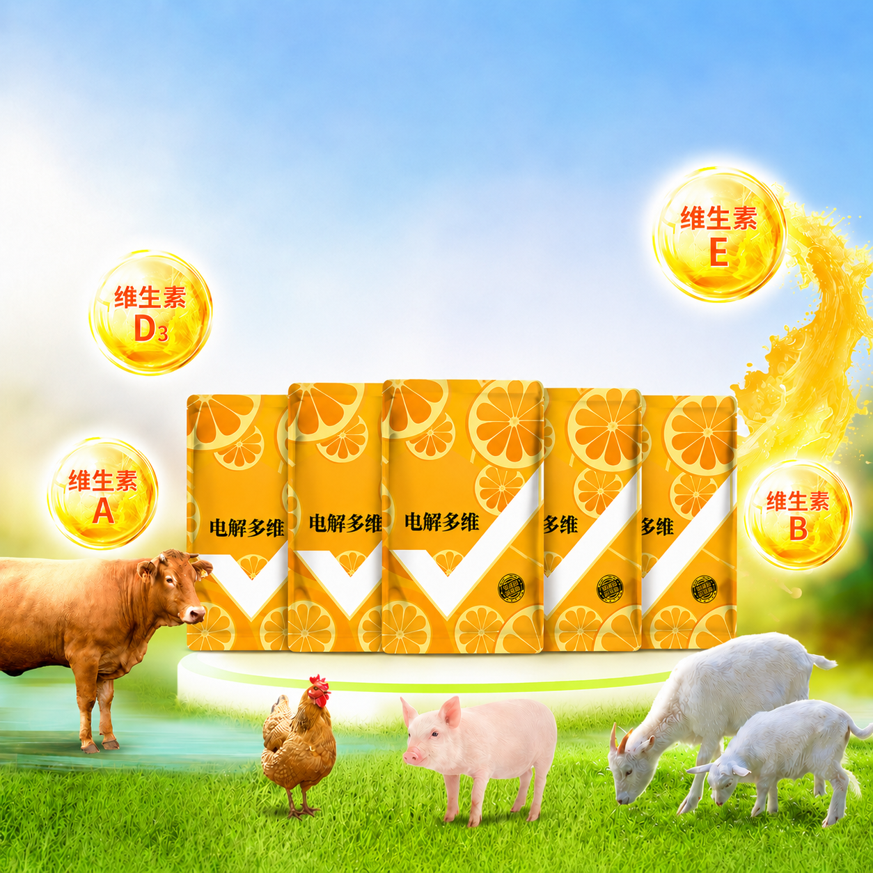 Bột Điện Giải Đa Vitamin Cho Gia Súc Gia Cầm 500g – Bổ Sung Vitamin A, D3, E, B1 & Glucose brand.pethealer